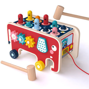 MONTESSORI TODDLERS KIDS WOODEN POUNDING BENCH ANIMAL BUS TOYS